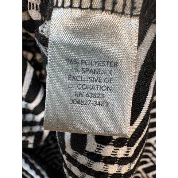 Cj Banks Womens Tunic Top Round Neck Asymmetrical Size 3X Black White 3/4 Sleeve - Picture 4 of 12